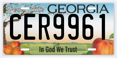 GA license plate CER9961