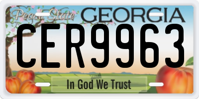GA license plate CER9963