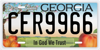 GA license plate CER9966