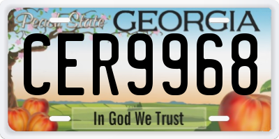 GA license plate CER9968