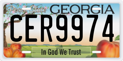 GA license plate CER9974