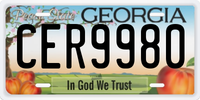 GA license plate CER9980