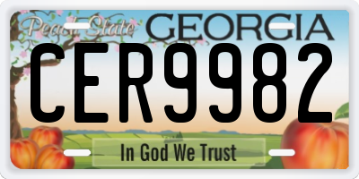 GA license plate CER9982