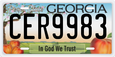 GA license plate CER9983