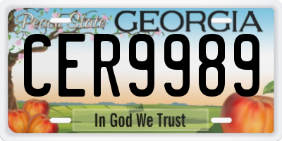 GA license plate CER9989