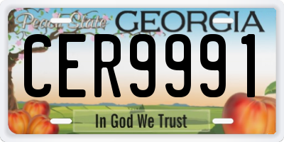 GA license plate CER9991