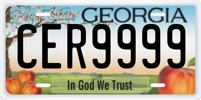 GA license plate CER9999