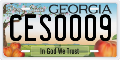 GA license plate CES0009