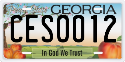GA license plate CES0012