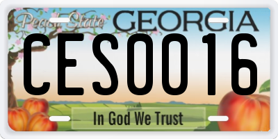 GA license plate CES0016
