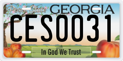 GA license plate CES0031