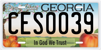 GA license plate CES0039