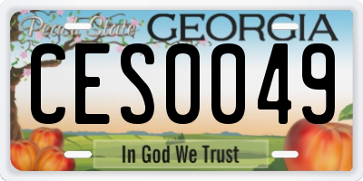 GA license plate CES0049