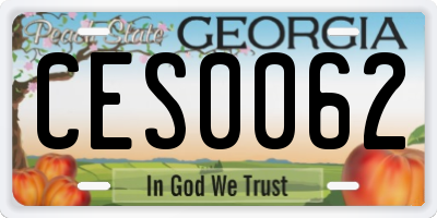 GA license plate CES0062