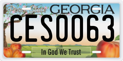 GA license plate CES0063