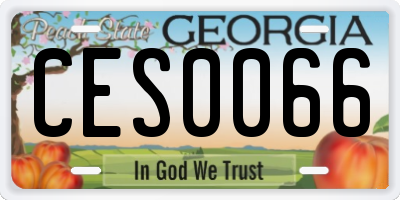 GA license plate CES0066