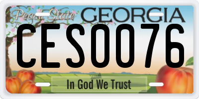 GA license plate CES0076