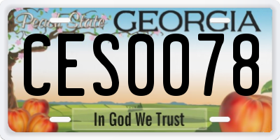 GA license plate CES0078