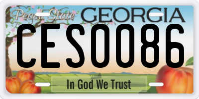 GA license plate CES0086