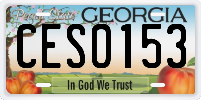 GA license plate CES0153