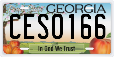 GA license plate CES0166