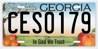GA license plate CES0179