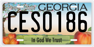 GA license plate CES0186