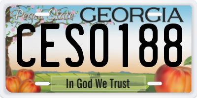 GA license plate CES0188