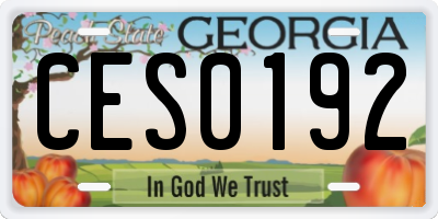 GA license plate CES0192