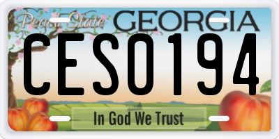 GA license plate CES0194