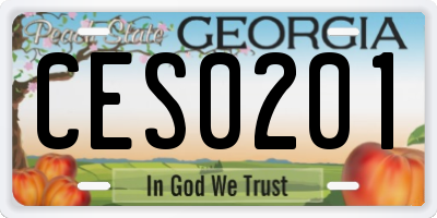 GA license plate CES0201