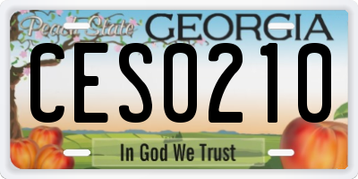 GA license plate CES0210