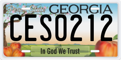 GA license plate CES0212