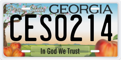 GA license plate CES0214
