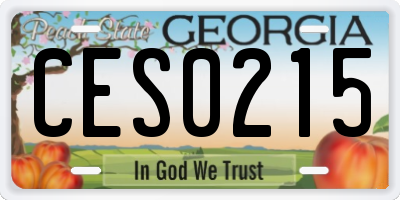GA license plate CES0215