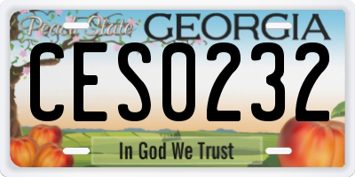 GA license plate CES0232