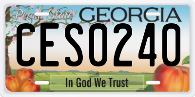 GA license plate CES0240