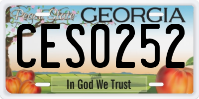 GA license plate CES0252