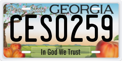 GA license plate CES0259
