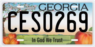 GA license plate CES0269