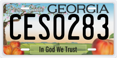 GA license plate CES0283