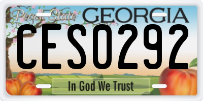 GA license plate CES0292