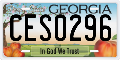 GA license plate CES0296