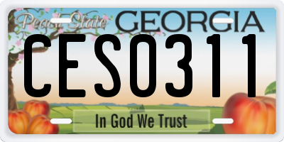 GA license plate CES0311