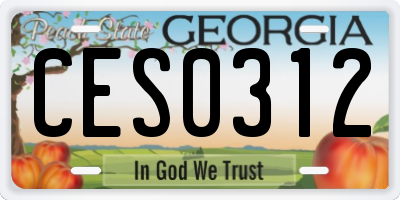 GA license plate CES0312