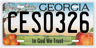 GA license plate CES0326