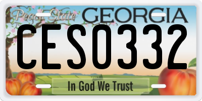 GA license plate CES0332