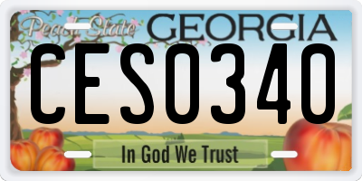 GA license plate CES0340