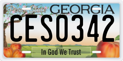 GA license plate CES0342