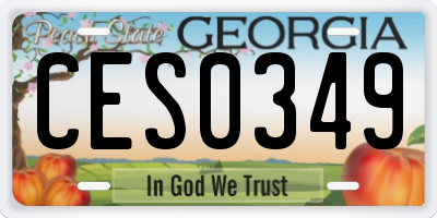 GA license plate CES0349